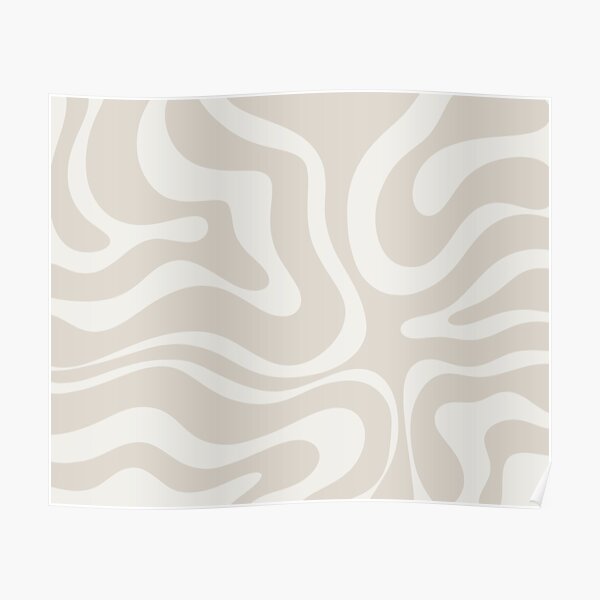 Liquid Swirl Modern Abstract Pattern in Light Mushroom Beige and Pale Cream Poster