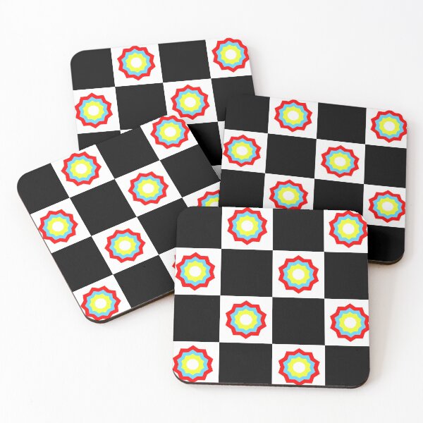 Item preview, Vibrant Flower Geometric Shape Black Checkerboard Pattern designed and sold by SarahJisri.