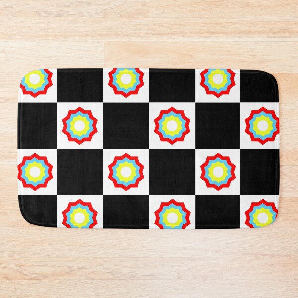 Item preview, Vibrant Flower Geometric Shape Black Checkerboard Pattern designed and sold by SarahJisri.