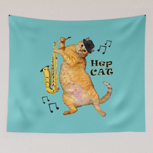 Item preview, Hep Cat Plays Saxophone - Playing the Blues designed and sold by RawSunArt.