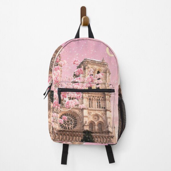 Item preview, Notre Dame Paris in Pink and Cherry Blossom Aesthetic Kawaii Moon designed and sold by Jolly-Yosei.