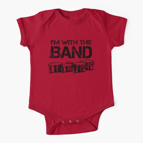 I'm With The Band - Tenor Drums (Black Lettering) Short Sleeve Baby One-Piece