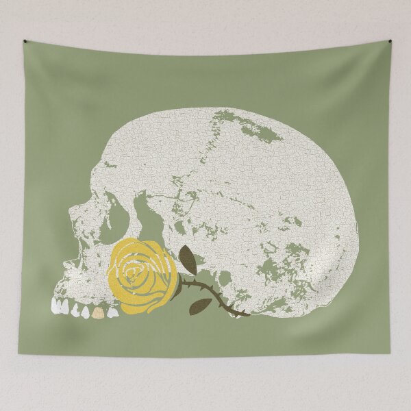 Item preview, Skull with Yellow Rose in Crackle Pattern designed and sold by RawSunArt.
