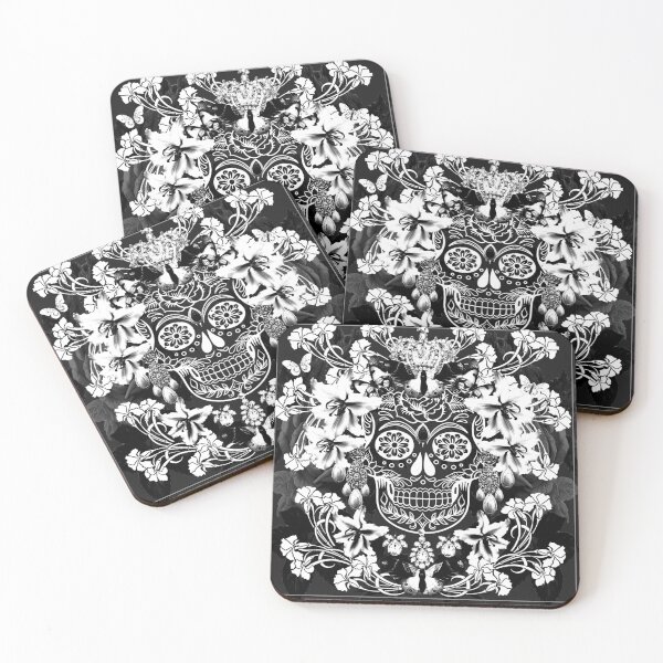 Item preview, black & white calavera designed and sold by Petitelulu.