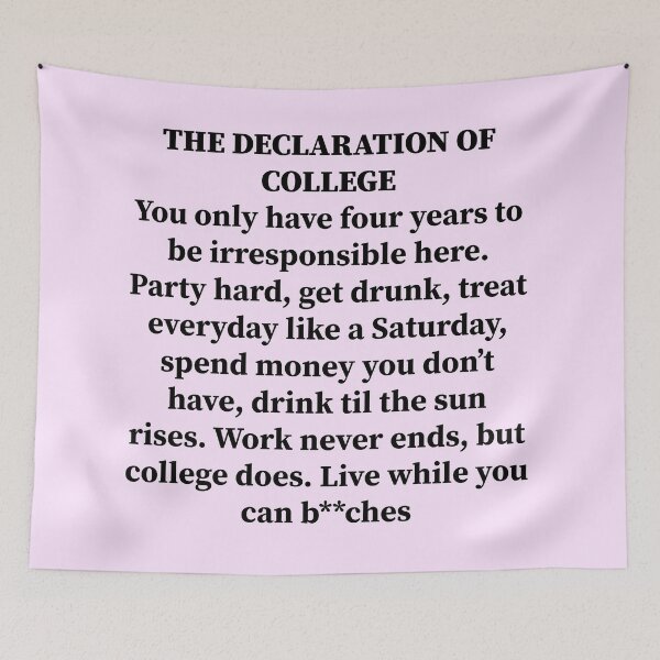 Item preview, declaration of college tapestry designed and sold by michelledakis.