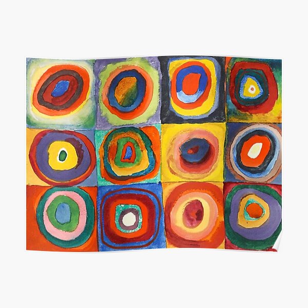 Kandinsky - Carrés avec cercles concentriques Poster
