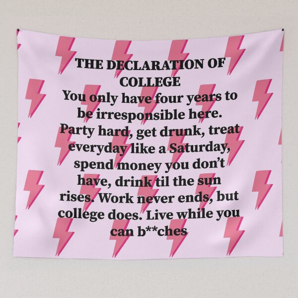 Item preview, declaration of college tapestry lightening bolts designed and sold by michelledakis.