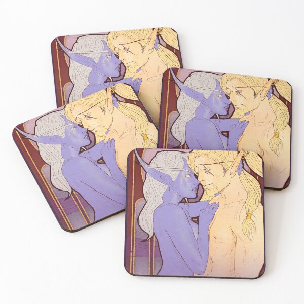 Item preview, Fanart: Tarot card in Art Nouveau style: The Lovers, Thalyssra & Lor'themar designed and sold by AlexaelArtworks.