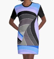 Curves in Gray and Blue Graphic T-Shirt Dress