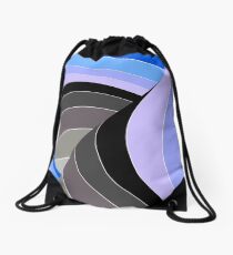 Curves in Gray and Blue Drawstring Bag
