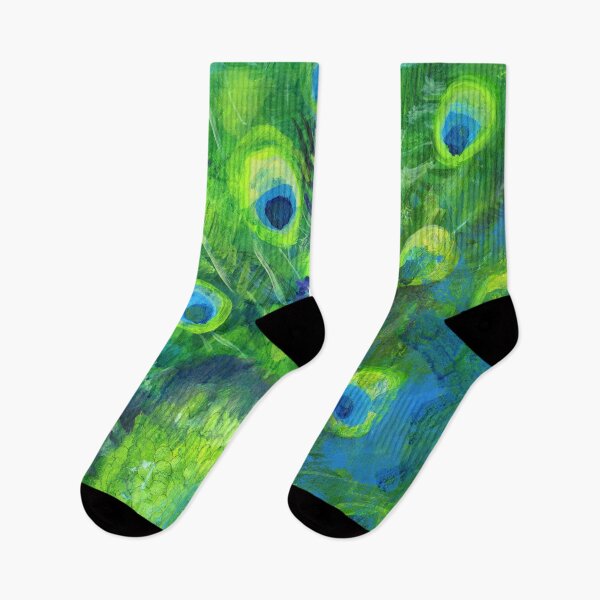 Item preview, Colorful Painterly Peacock in blue and green designed and sold by Sue Zipkin.
