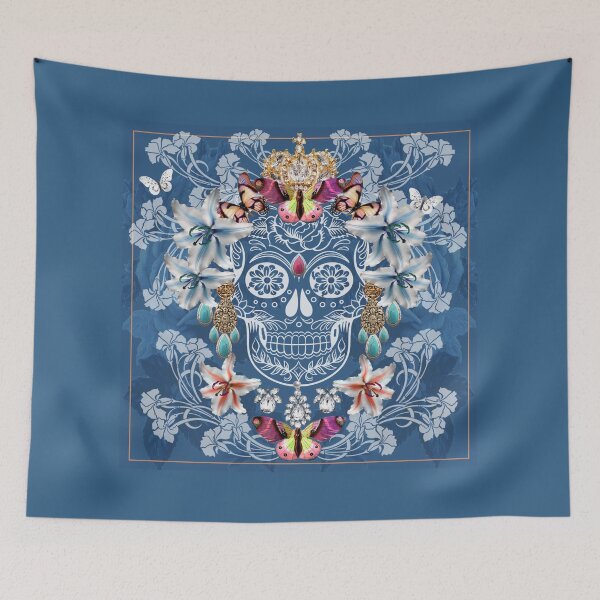 Artikelvorschau, Blaue Calavera, mexikanischer Schädel, dia de los Muertos entworfen und verkauft von Petitelulu.