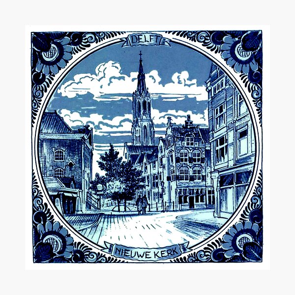 Item preview,  DUTCH BLUE DELFT : Vintage Buildings and Streets in Amsterdam Print designed and sold by posterbobs.