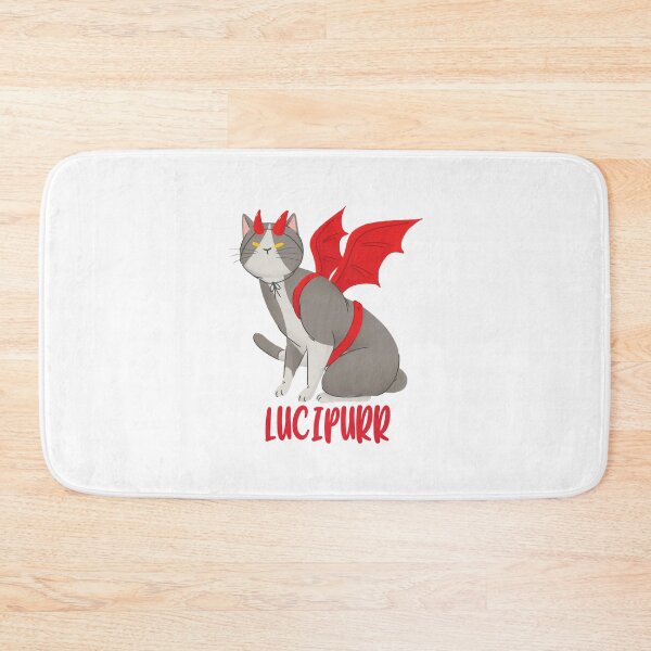 Item preview, Lucipurr arty weird evil cat with bat wings and devil horns designed and sold by auntfluffy.