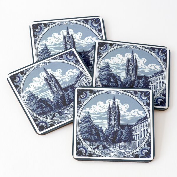 Item preview,  DUTCH BLUE DELFT : Vintage Buildings and Trees in Amsterdam Print designed and sold by posterbobs.