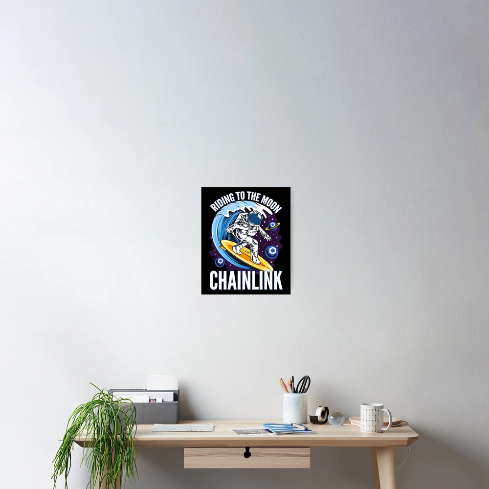 Riding to the Moon Chainlink LINK Crypto Poster