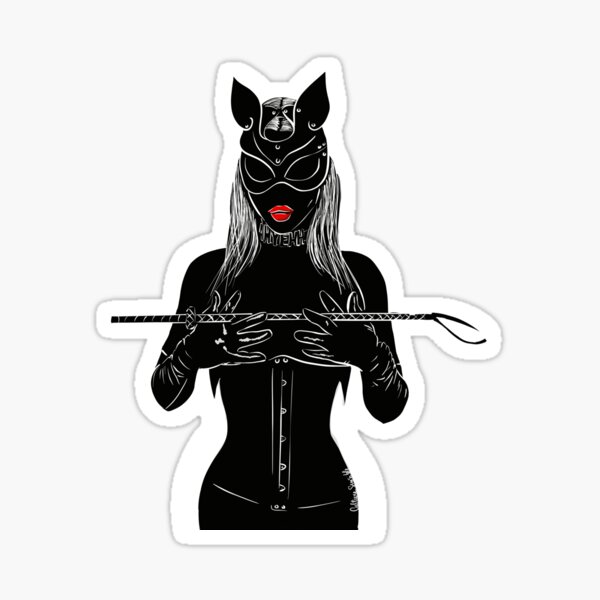 Sexy woman in latex riding crop Sticker