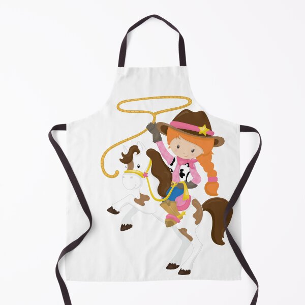 Item preview, COPPER/RED HEAD LITTLE COWGIRL ON BROWN AND WHITE HORSE designed and sold by wildwhimsical.
