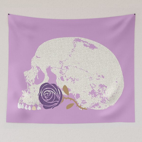 Item preview, Skull with Purple Rose in Crackle Pattern designed and sold by RawSunArt.