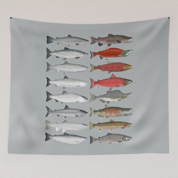 Item preview, Salmon Group designed and sold by fishfolkart.