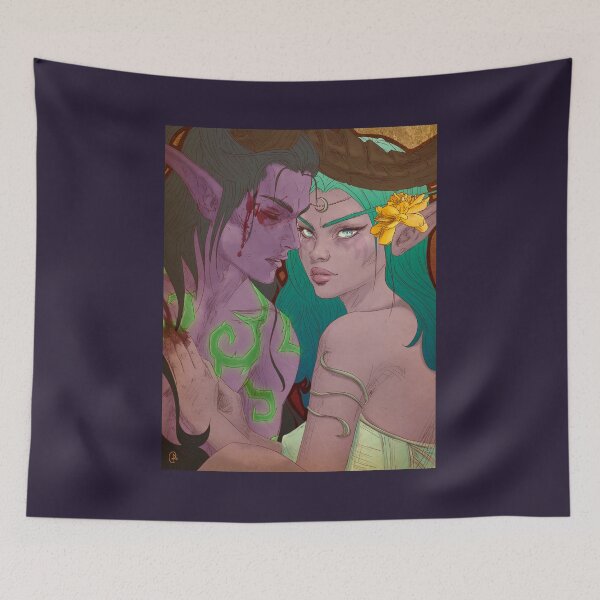 Item preview, Fanart: Illidan & Tyrande in Art Nouveau style designed and sold by AlexaelArtworks.