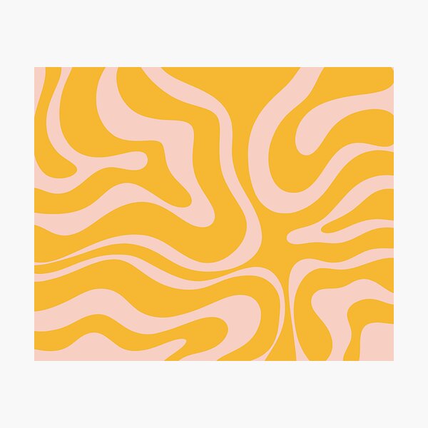 Item preview, Liquid Swirl Modern Retro Abstract Pattern in Mustard and Pale Blush Pink designed and sold by kierkegaard.