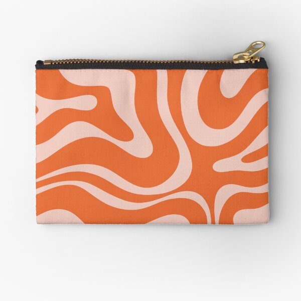 Item preview, Modern Retro Liquid Swirl Abstract Pattern in Orange and Pale Blush Pink designed and sold by kierkegaard.