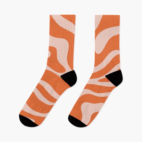 Item preview, Modern Retro Liquid Swirl Abstract Pattern in Orange and Pale Blush Pink designed and sold by kierkegaard.