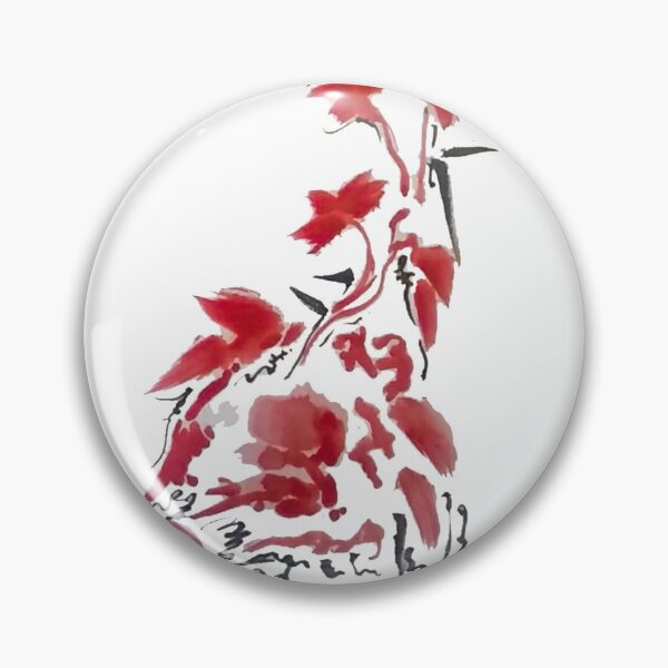Item preview, red flowers and butterfly zen sumie drawing o designed and sold by manuelunsui.