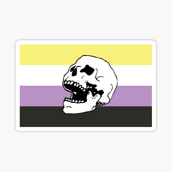 nonbinary pride flag skull Sticker