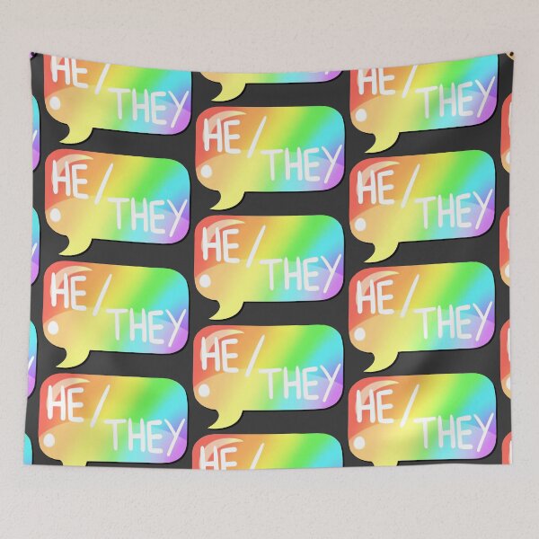 Item preview, He/They Pronoun Bubble - Rainbow designed and sold by leashonlife.