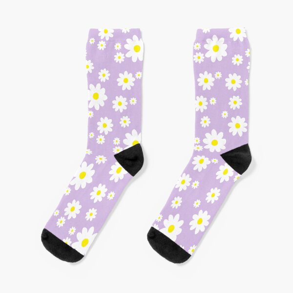 Spring Daisy Pattern Lavender Purple Socks