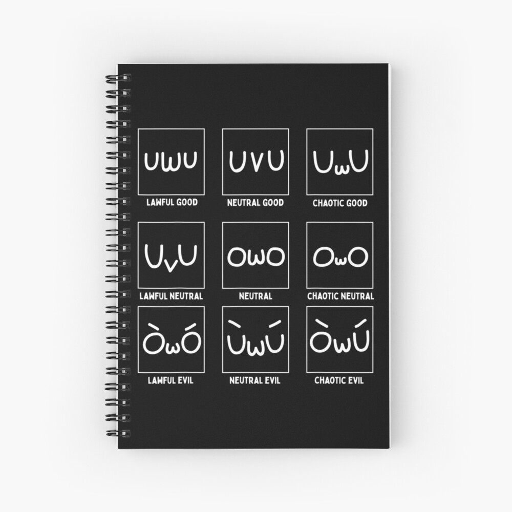  owo chaotic neutral alignment chart furry fandom meme spiral notebook