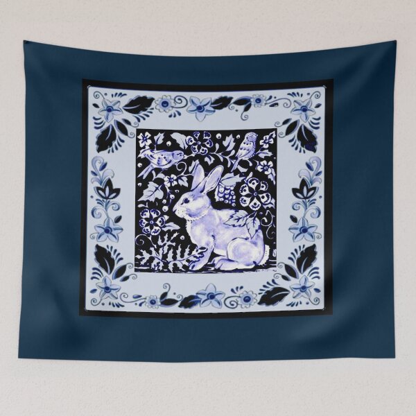 Item preview,  DUTCH BLUE DELFT : Vintage Rabbit with Bluebirds and Flowers Print designed and sold by posterbobs.