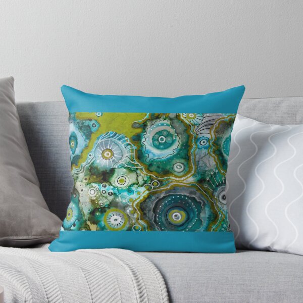 Item preview, Paisaje de tinta de alcohol azul verde designed and sold by RoundRootStudio.