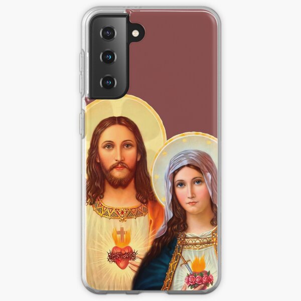 Twin Hearts - II (Jesus and Mary) transparent background Samsung Galaxy Soft Case