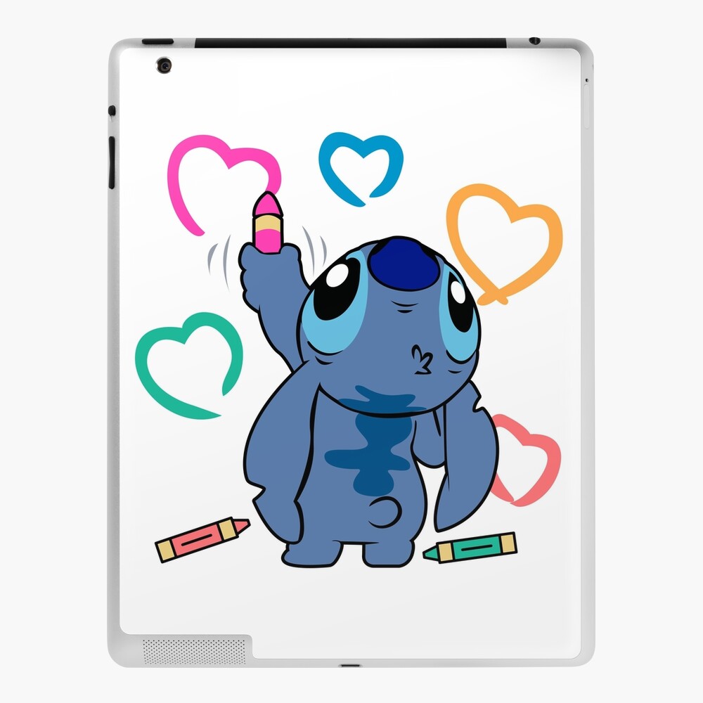 Funda y vinilo para iPad con la obra «Stitch dibujante» de CamilaDorlass