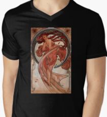 'Dance' by Alphonse Mucha (Reproduction) Men's V-Neck T-Shirt