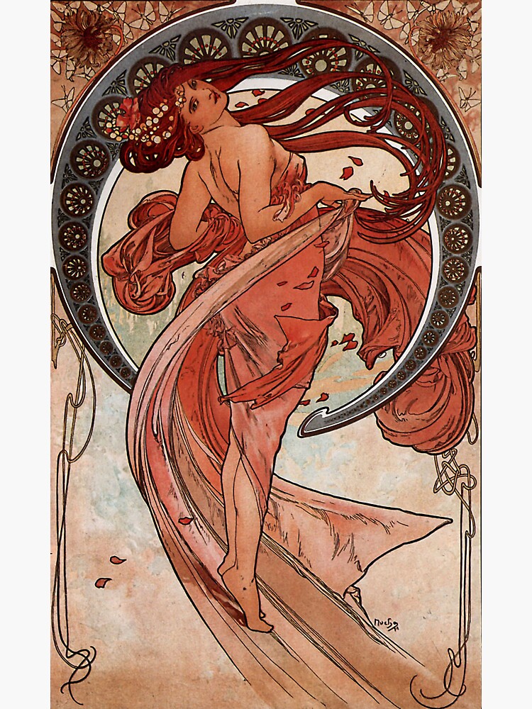 'Dance' by Alphonse Mucha (Reproduction) by RozAbellera