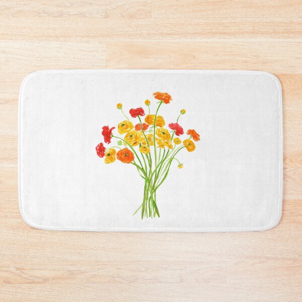 Item preview, hand painted yellow red and orange Ranunculus flower designed and sold by ColorandColor.