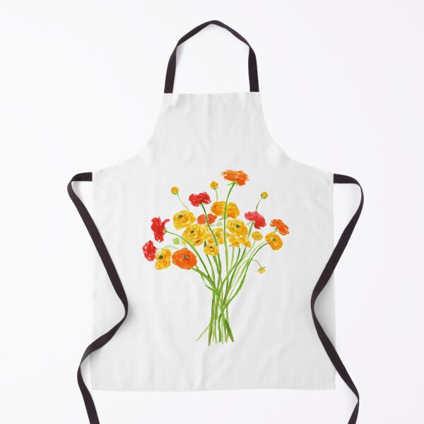 Item preview, hand painted yellow red and orange Ranunculus flower designed and sold by ColorandColor.