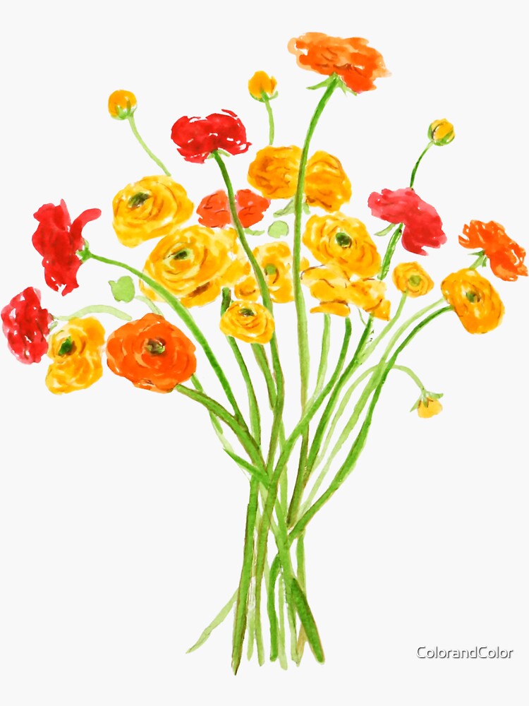 Hand Painted Flowers Orange Yellow Vinyl