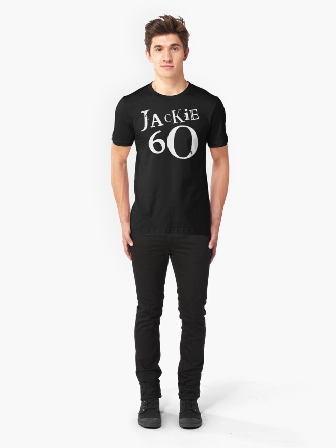 Alternate view of Jackie 60 Classic White Logo on Black Gear Slim Fit T-Shirt