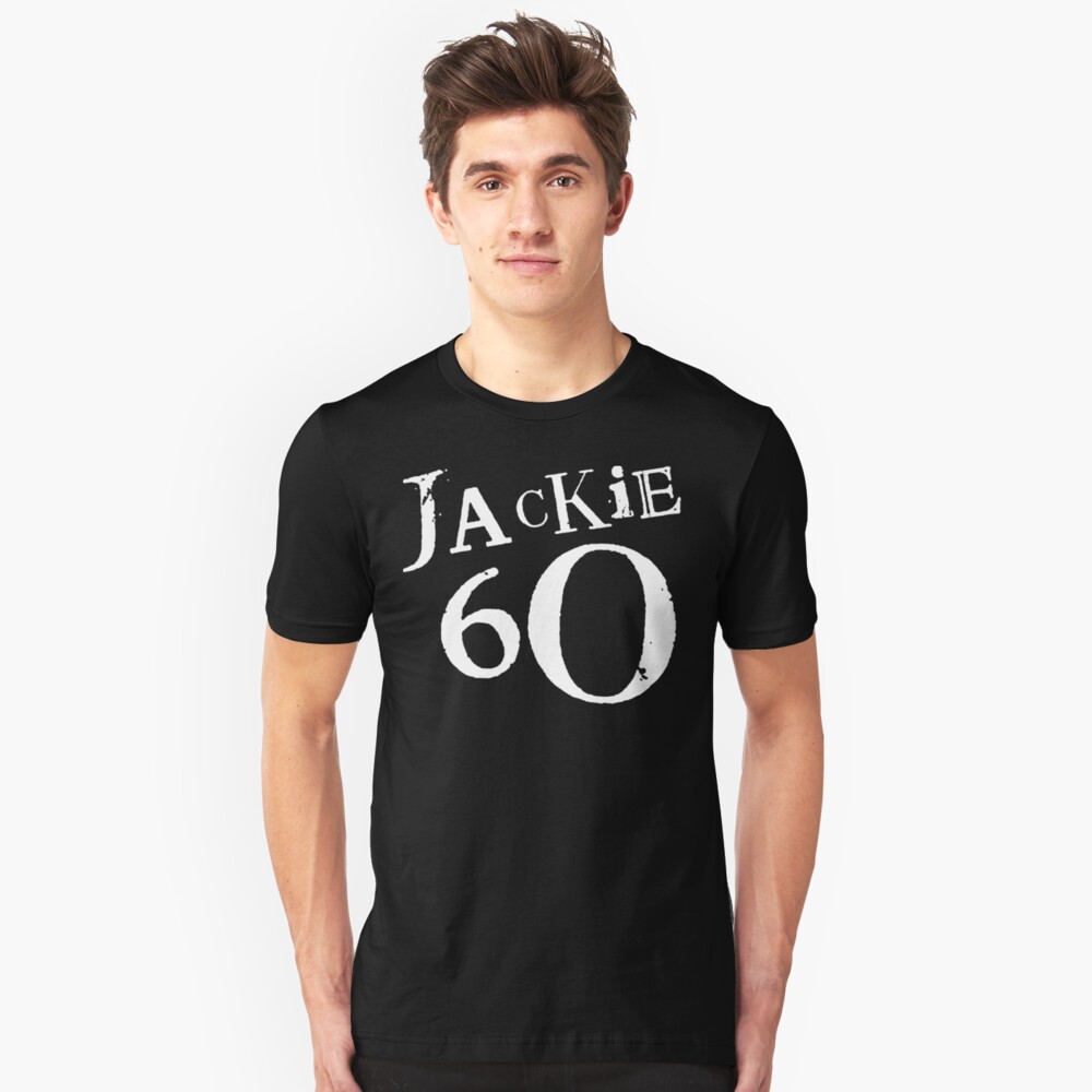 Jackie 60 Classic White Logo on Black Gear Slim Fit T-Shirt