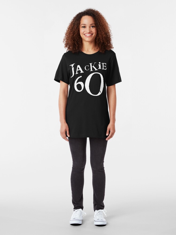 Alternate view of Jackie 60 Classic White Logo on Black Gear Slim Fit T-Shirt