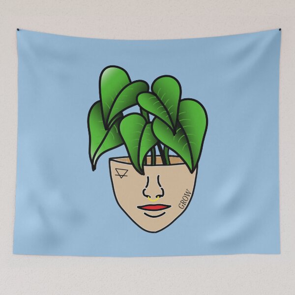 Item preview, PlantLover, Lace Leaf Plant Person With Face Tattoos, Blue designed and sold by 10pmCreations.