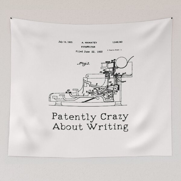 Item preview, Patently Crazy About Writing, Typewriter Patent designed and sold by novelteemerch.