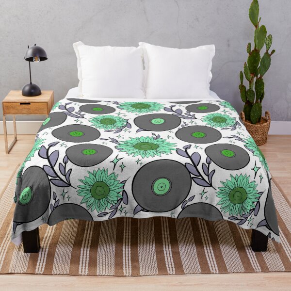 Item preview, Green record and sunflower designed and sold by willowsbunnies.
