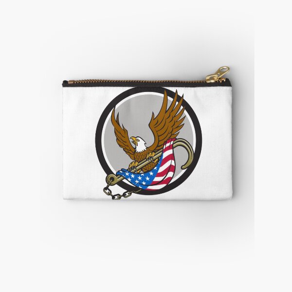 Item preview, American Eagle Clutching Towing J Hook Flag Circle Retro designed and sold by patrimonio.