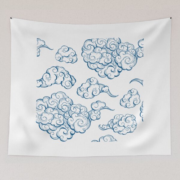 Item preview, Japanese wind clouds blue pattern  designed and sold by AlvarezTimothy.